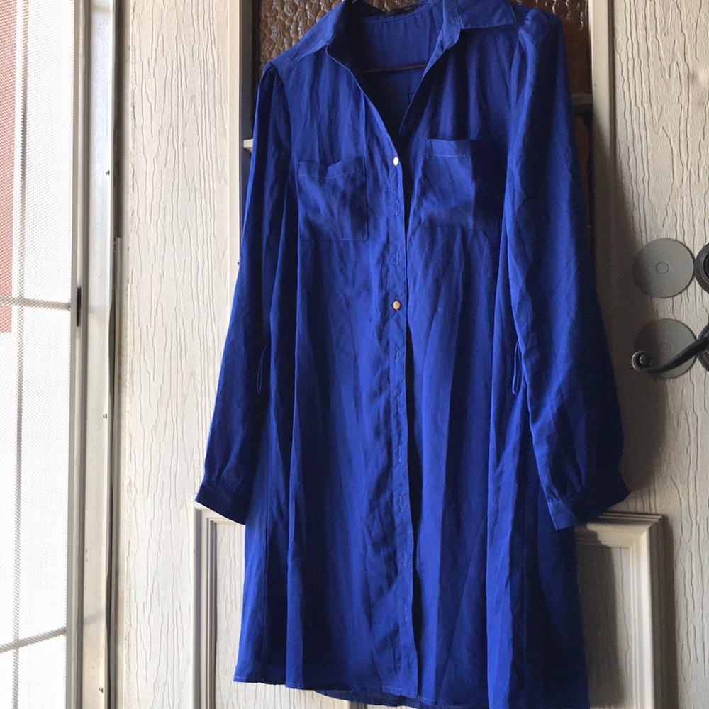 Blue long dress shirt